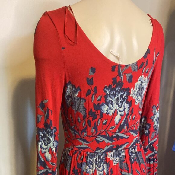 Free People MIDNIGHT GARDEN MAXI DRESS Red Floral Design - Picture 3 of 9